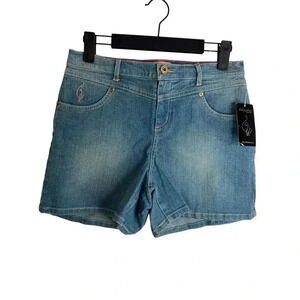 baby phat vintage womens sz 5 denim blue jean shorts stretch embroidered Y2K NWT